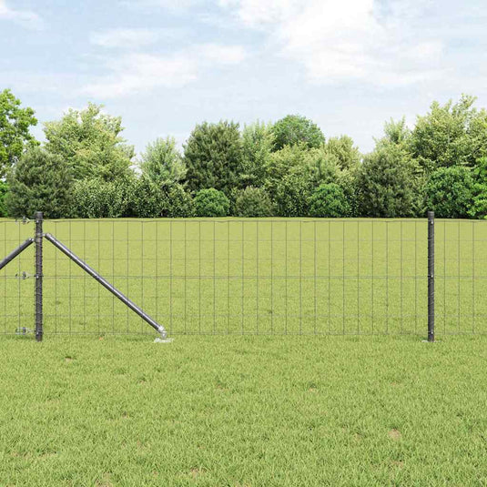 Vidaxl hek met paal grijs 0,8 x 10 m staal en pvc