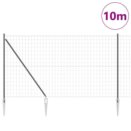 Vidaxl hek met paal grijs 1,5 x 10 m staal en pvc