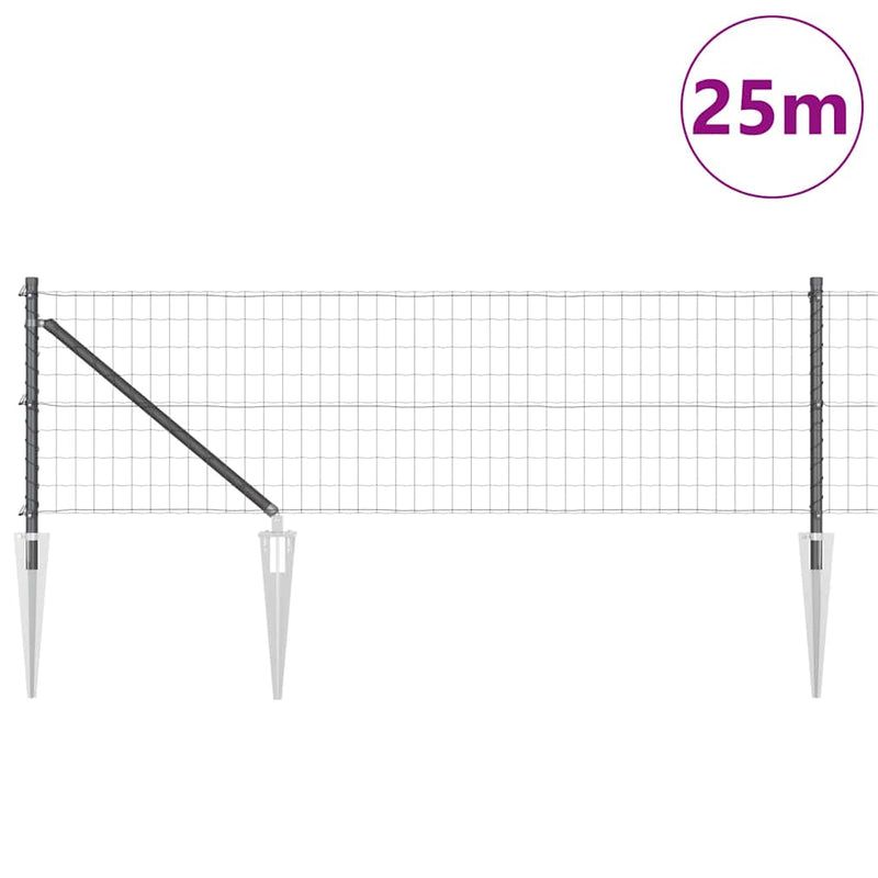 Load image into Gallery viewer, Vidaxl hek met paal grijs 0,4 x 25 m staal en pvc
