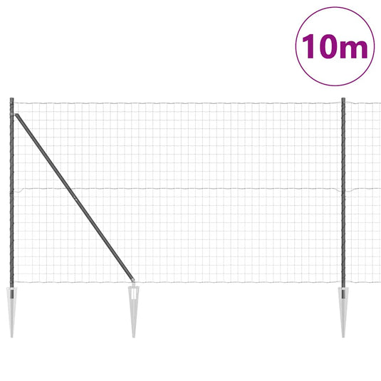 Vidaxl hek met paal grijs 1,5 x 10 m staal