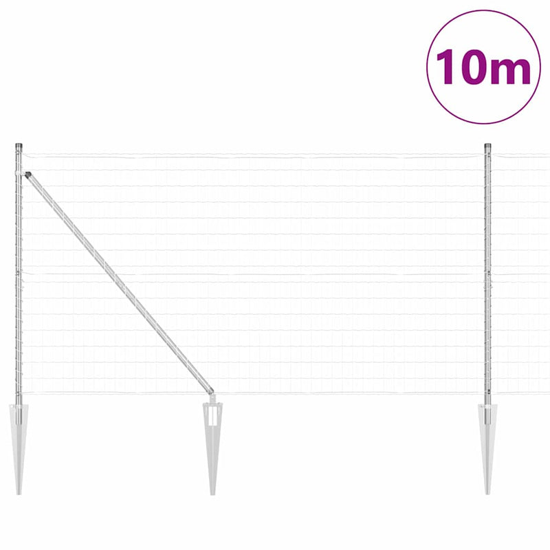 Load image into Gallery viewer, Vidaxl hek met paal zilver 1,2 x 10 m staal
