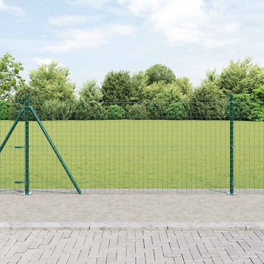 Vidaxl hek met paal groen 1 x 10 m staal en pvc