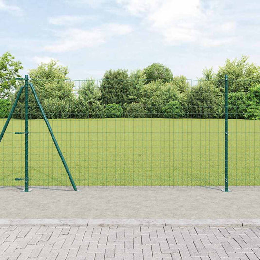 Vidaxl hek met paal groen 1,2 x 10 m staal en pvc