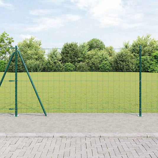 Vidaxl hek met paal groen 1,2 x 10 m staal