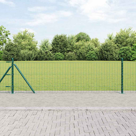 Vidaxl hek met paal groen 0,6 x 25 m staal en pvc
