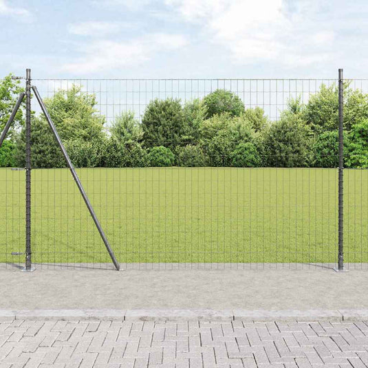 Vidaxl hek met paal grijs 1,6 x 10 m staal en pvc