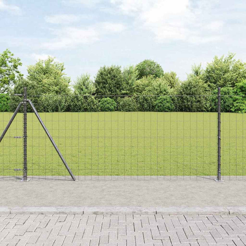 Load image into Gallery viewer, Vidaxl hek met paal grijs 0,8 x 10 m staal en pvc
