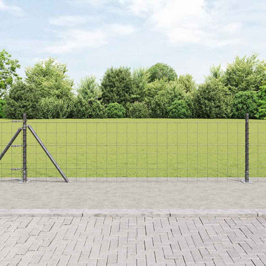 Vidaxl hek met paal grijs 0,6 x 25 m staal en pvc