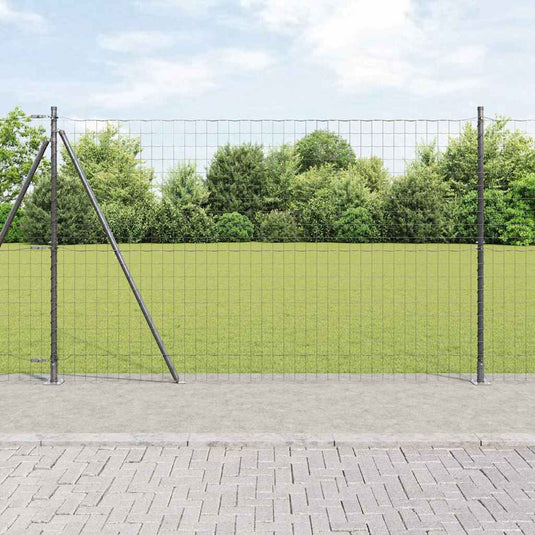 Vidaxl hek met paal grijs 1,4 x 10 m staal en pvc