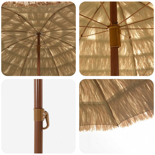 Vidaxl strandparasol naturel 255 x 255 x 255 cm polyester en staal