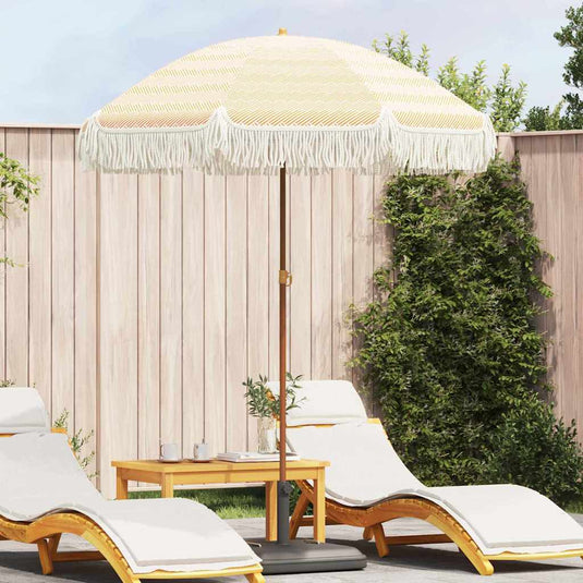 Vidaxl strandparasol geel en wit 160 x 160 x 196 cm polyester en staal