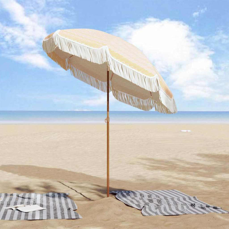 Load image into Gallery viewer, Vidaxl strandparasol geel en wit 160 x 160 x 196 cm polyester en staal
