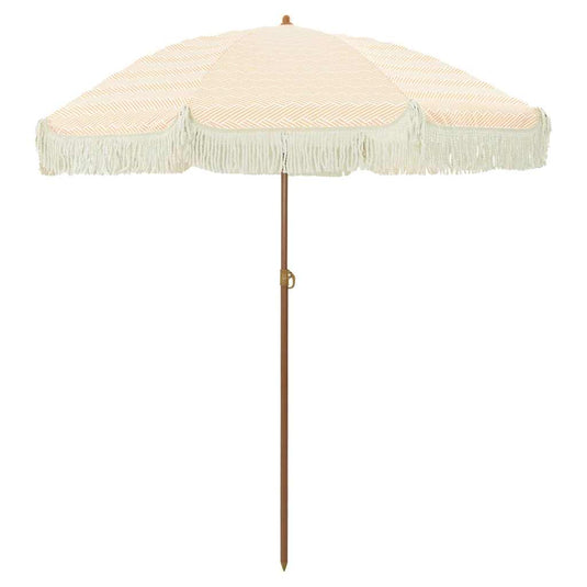 Vidaxl strandparasol geel en wit 160 x 160 x 196 cm polyester en staal