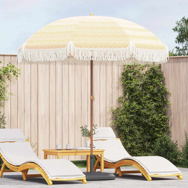 Vidaxl strandparasol geel en wit 205 x 205 x 210 cm polyester en staal