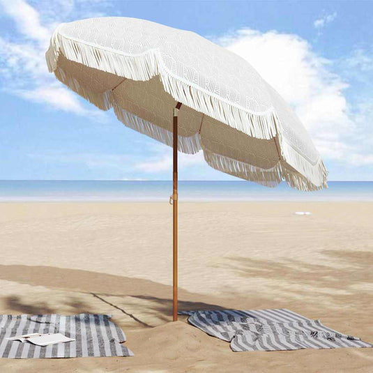 Vidaxl strandparasol grijs en wit 205 x 205 x 210 cm