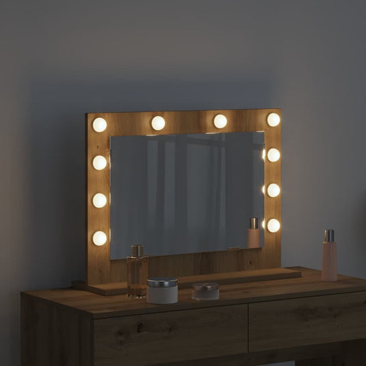 Vidaxl schmink spiegel rechthoekig artisan eiken 60 x 45 x 18 cm