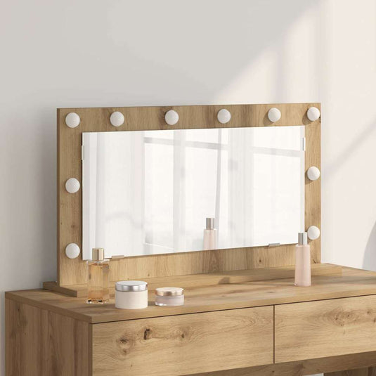 Vidaxl schmink spiegel rechthoekig artisan eiken 80 x 45 x 18 cm