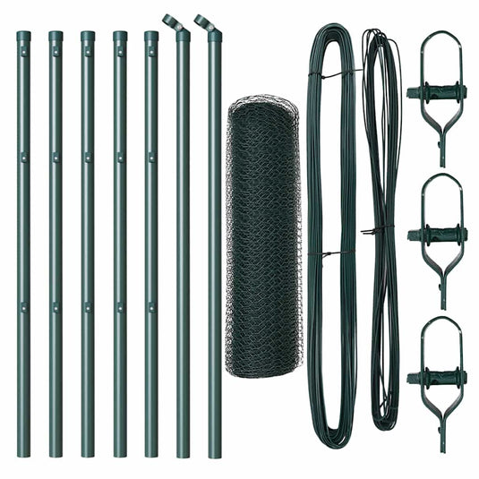 Vidaxl afrasteringspaal groen 10 x 0,5 m (25 mm gaas) staal en pvc