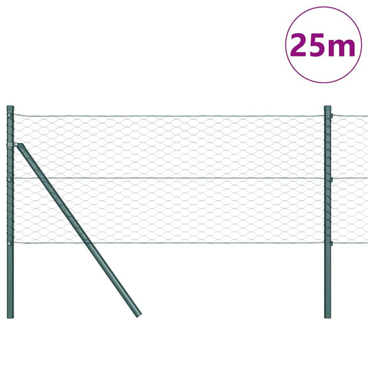 Vidaxl afrasteringspaal groen 25 x 0,6 m (36 mm gaas) staal en pvc