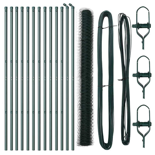 Vidaxl afrasteringspaal groen 25 x 1,6 m (50 mm gaas) staal en pvc