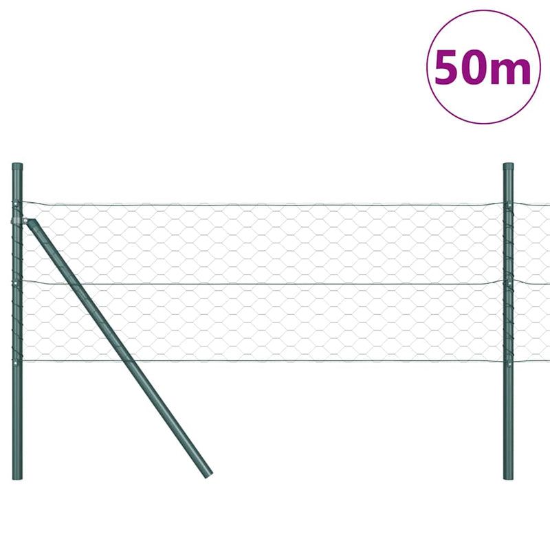 Load image into Gallery viewer, Vidaxl afrasteringspaal groen 50 x 0,5 m (50 mm gaas) staal en pvc
