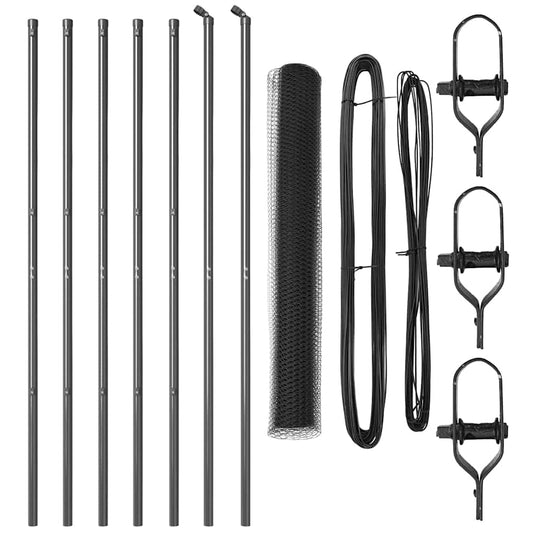 Vidaxl afrasteringspaal grijs 10 x 1,2 m (25 mm gaas) staal en pvc