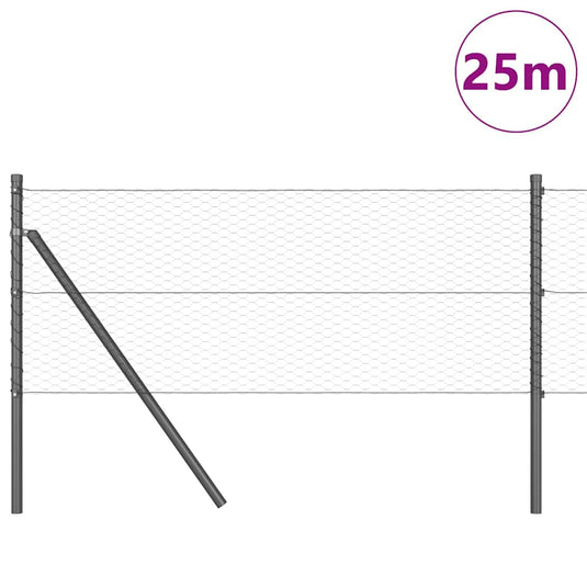 Vidaxl afrasteringspaal grijs 25 x 0,6 m (25 mm gaas) staal en pvc