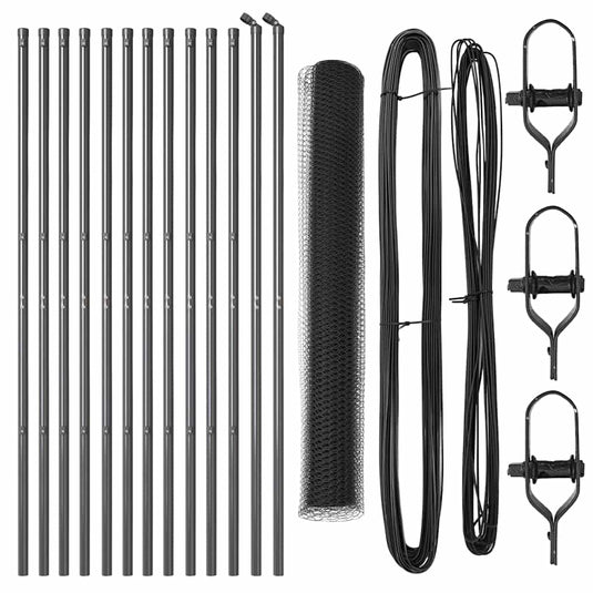 Vidaxl afrasteringspaal grijs 25 x 1,4 m (13 mm gaas) staal en pvc