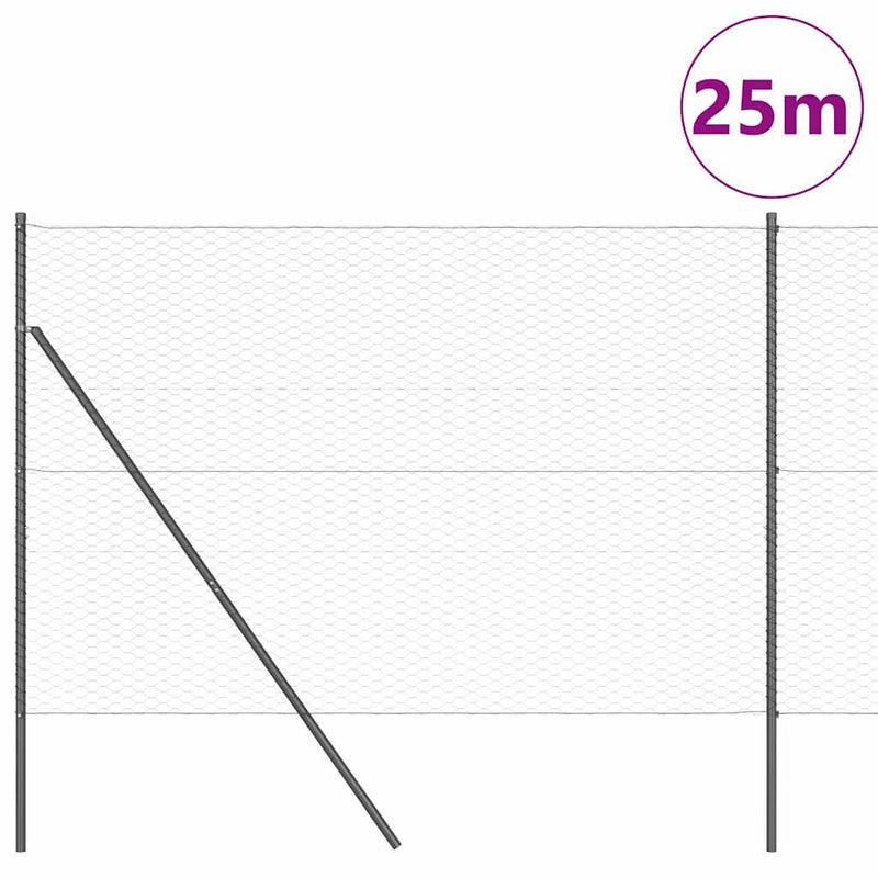Load image into Gallery viewer, Vidaxl afrasteringspaal grijs 25 x 1,5 m (36 mm gaas) staal
