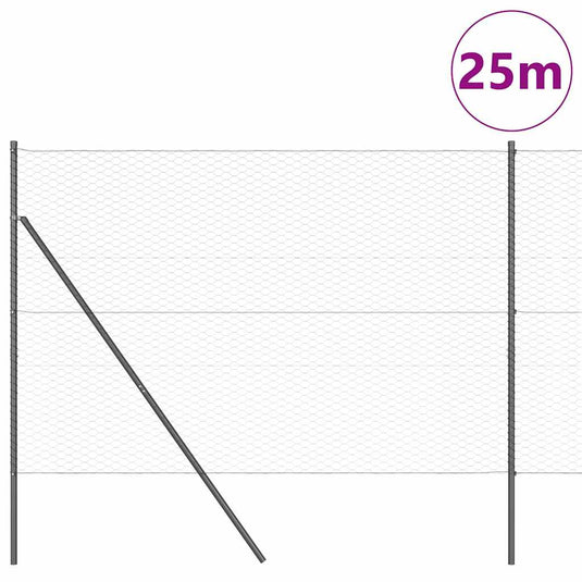 Vidaxl afrasteringspaal grijs 25 x 1,5 m (36 mm gaas) staal