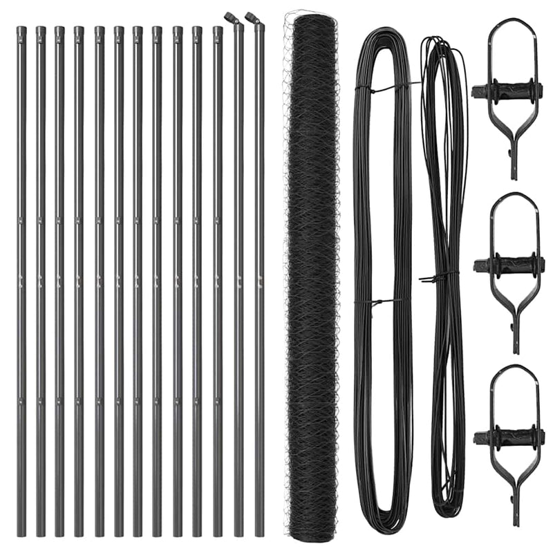 Load image into Gallery viewer, Vidaxl afrasteringspaal grijs 25 x 1,6 m (50 mm gaas) staal en pvc
