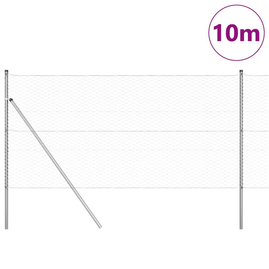 Vidaxl afrasteringspaal zilver 10 x 1 m (36 mm gaas) staal