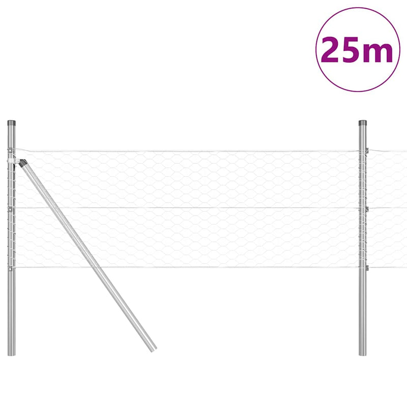 Load image into Gallery viewer, Vidaxl afrasteringspaal zilver 25 x 0,5 m (36 mm gaas) staal
