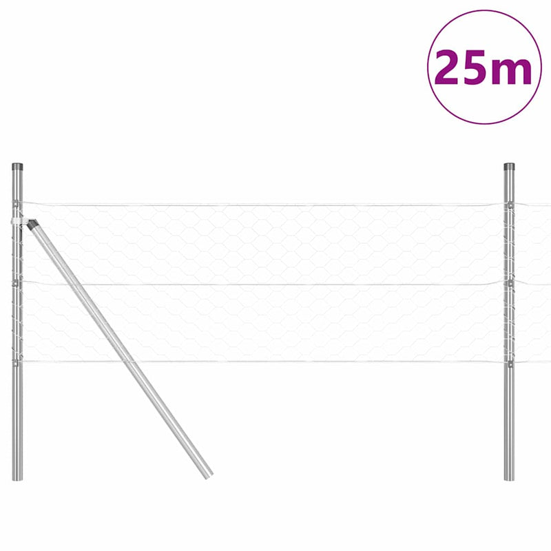 Load image into Gallery viewer, Vidaxl afrasteringspaal zilver 25 x 0,8 m (50 mm gaas) staal
