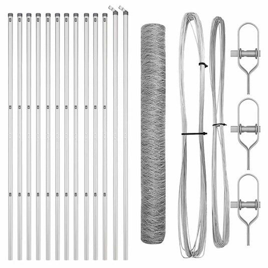 Vidaxl afrasteringspaal zilver 25 x 1 m (36 mm gaas) staal