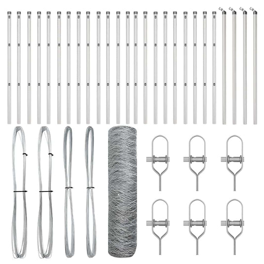 Vidaxl afrasteringspaal zilver 50 x 0,4 m (50 mm mesh) staal