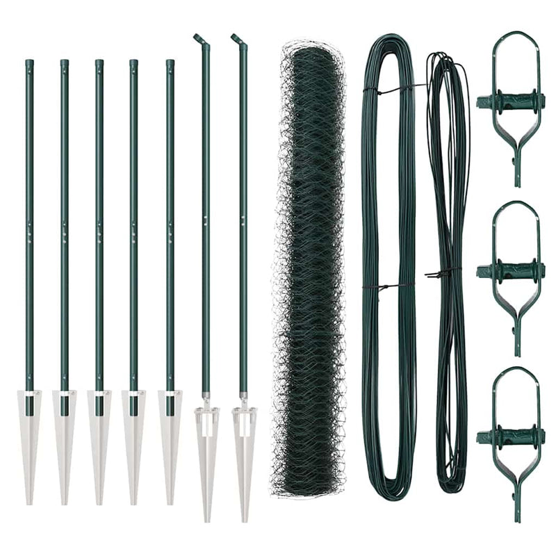 Load image into Gallery viewer, Vidaxl afrasteringspaal groen 10 x 1 m (36 mm gaas) staal en pvc
