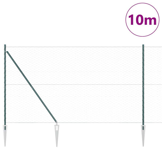 Vidaxl afrasteringspaal groen 10 x 1,5 m (50 mm gaas) staal en pvc