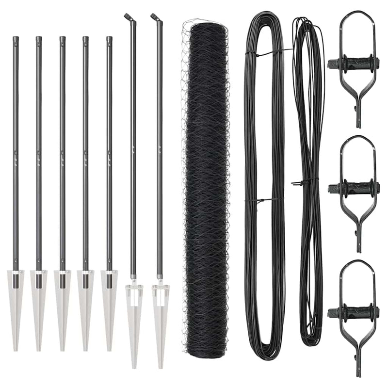 Load image into Gallery viewer, Vidaxl afrasteringspaal grijs 10 x 1,2 m (50 mm gaas) staal en pvc
