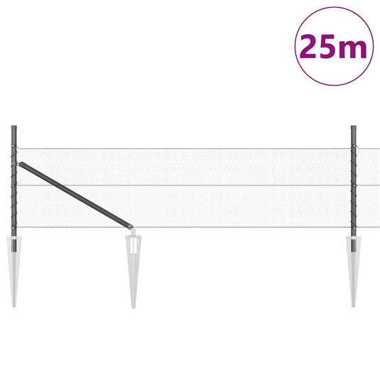 Vidaxl afrasteringspaal grijs 25 x 0,5 m (13 mm gaas) staal
