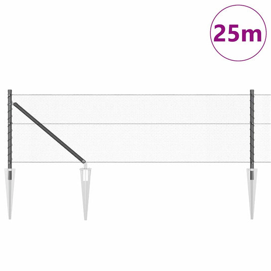 Vidaxl afrasteringspaal grijs 25 x 0,6 m (13 mm gaas) staal en pvc