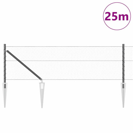 Vidaxl afrasteringspaal grijs 25 x 0,6 m (25 mm gaas) staal en pvc