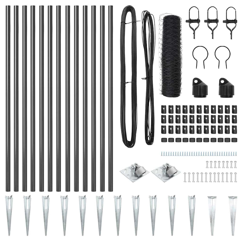 Load image into Gallery viewer, Vidaxl afrasteringspaal grijs 25 x 0,8 m (50 mm gaas) staal en pvc
