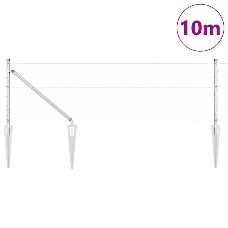 Load image into Gallery viewer, Vidaxl afrasteringspaal zilver 10 x 0,6 m (50 mm gaas) staal

