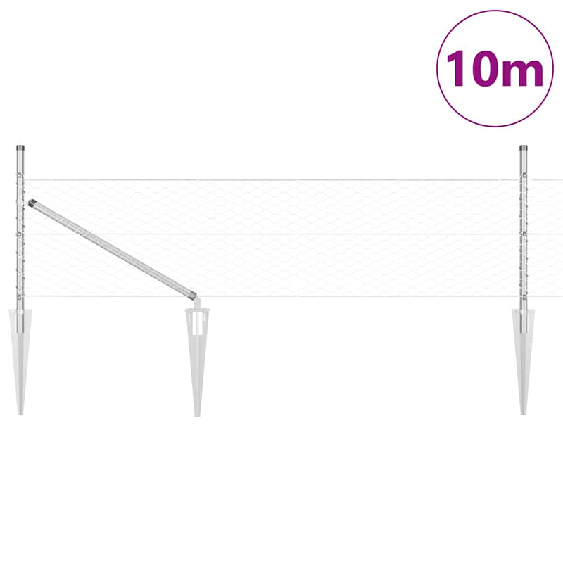 Load image into Gallery viewer, Vidaxl afrasteringspaal zilver 10 x 0,8 m (36 mm gaas) staal
