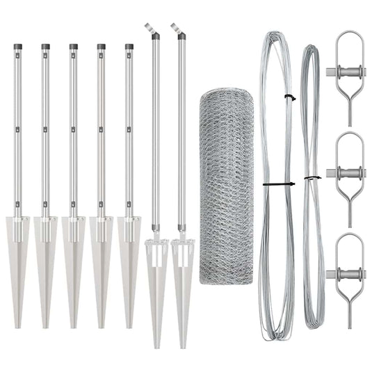 Vidaxl afrasteringspaal zilver 10 x 1 m (25 mm gaas) staal