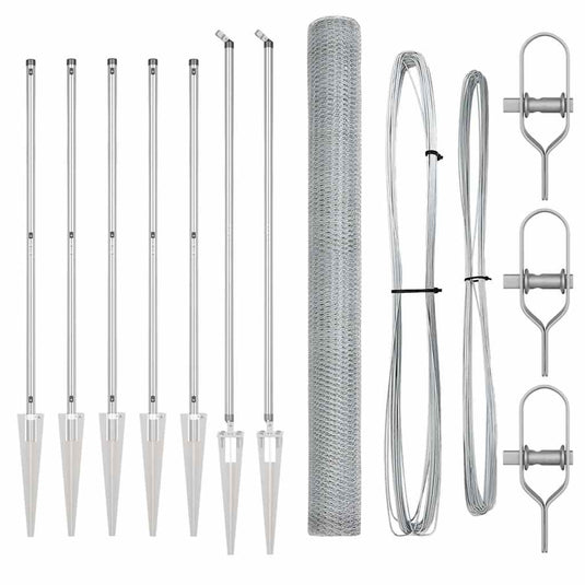 Vidaxl afrasteringspaal zilver 10 x 1,6 m (25 mm gaas) staal