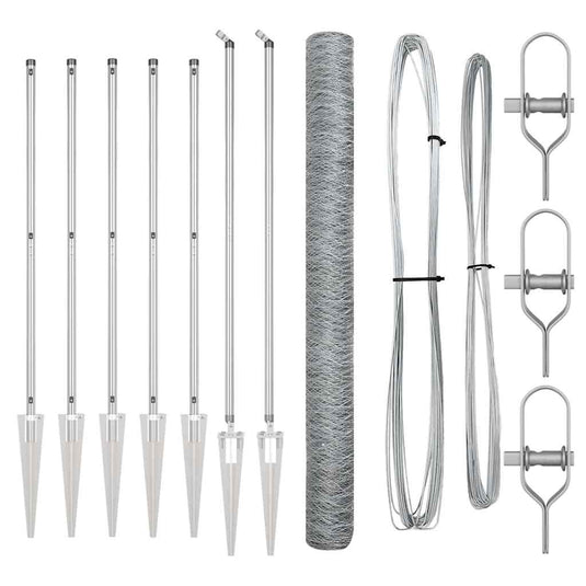 Vidaxl afrasteringspaal zilver 10 x 1,6 m (36 mm gaas) staal