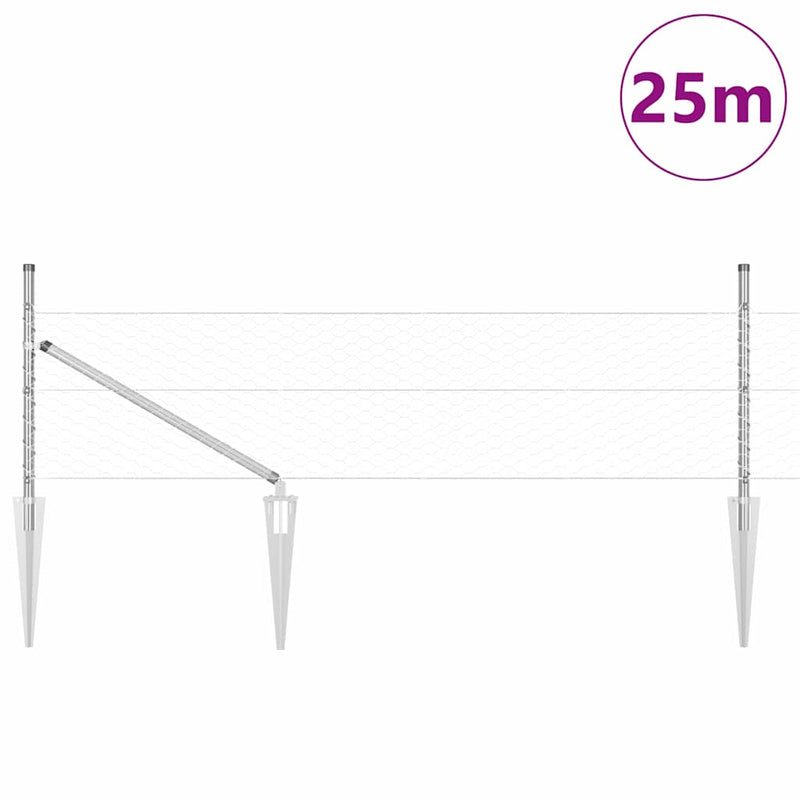 Load image into Gallery viewer, Vidaxl afrasteringspaal zilver 25 x 0,5 m (36 mm gaas) staal
