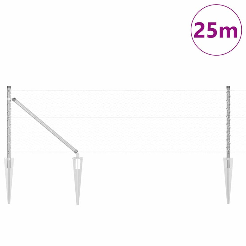 Load image into Gallery viewer, Vidaxl afrasteringspaal zilver 25 x 0,6 m (25 mm gaas) staal
